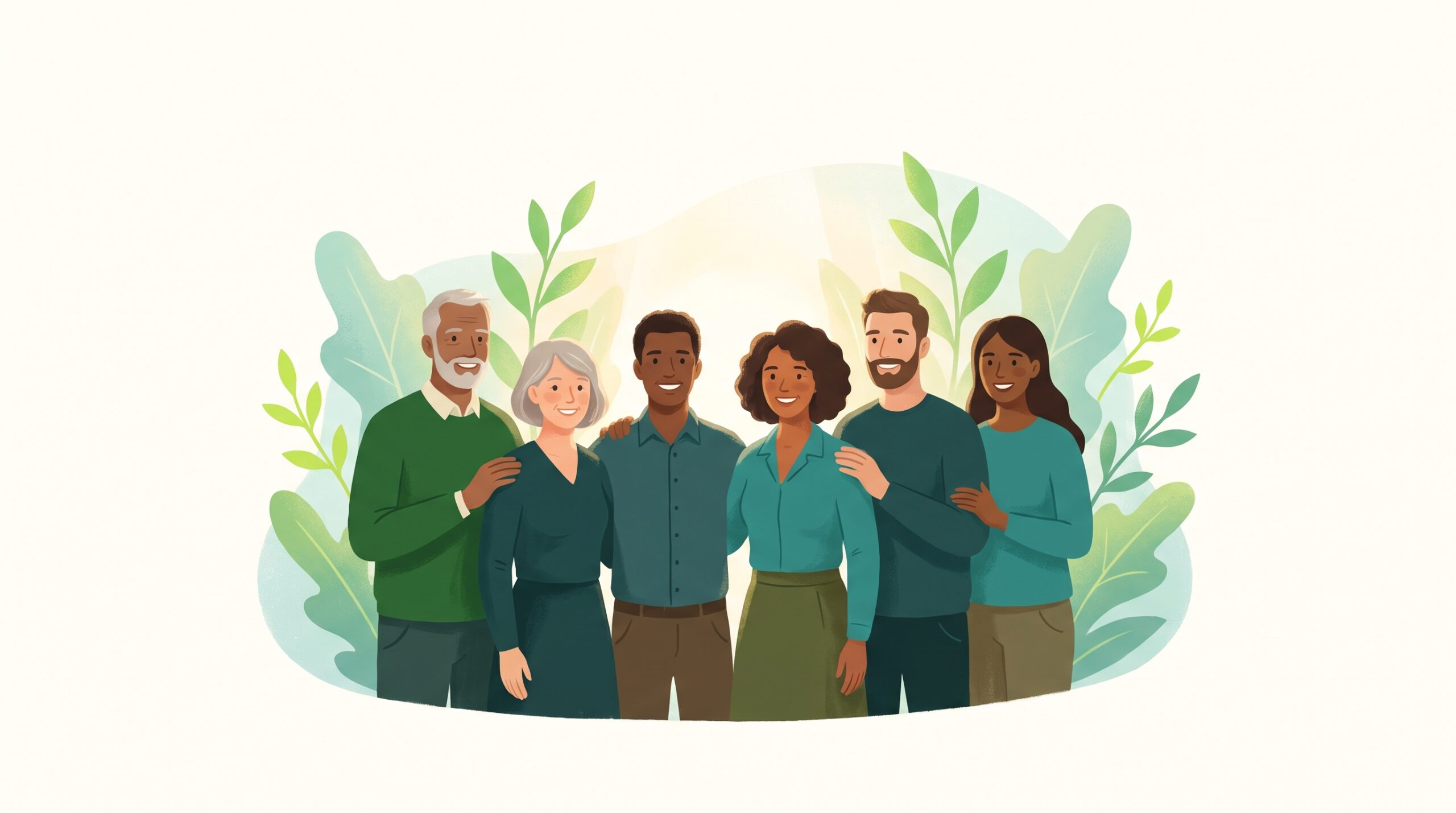 A small team of caring professionals standing together