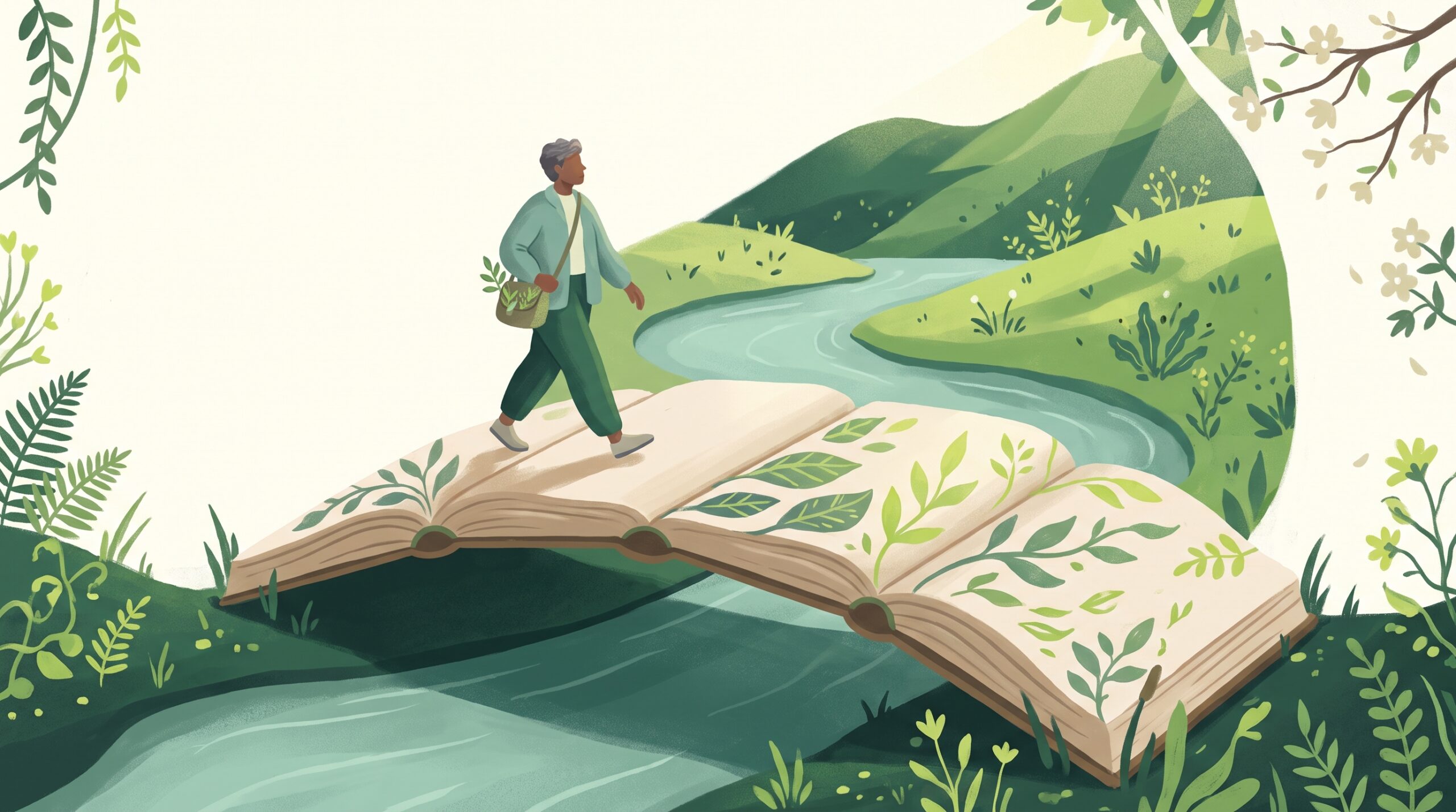 A sturdy bridge built of stacked books crossing a river