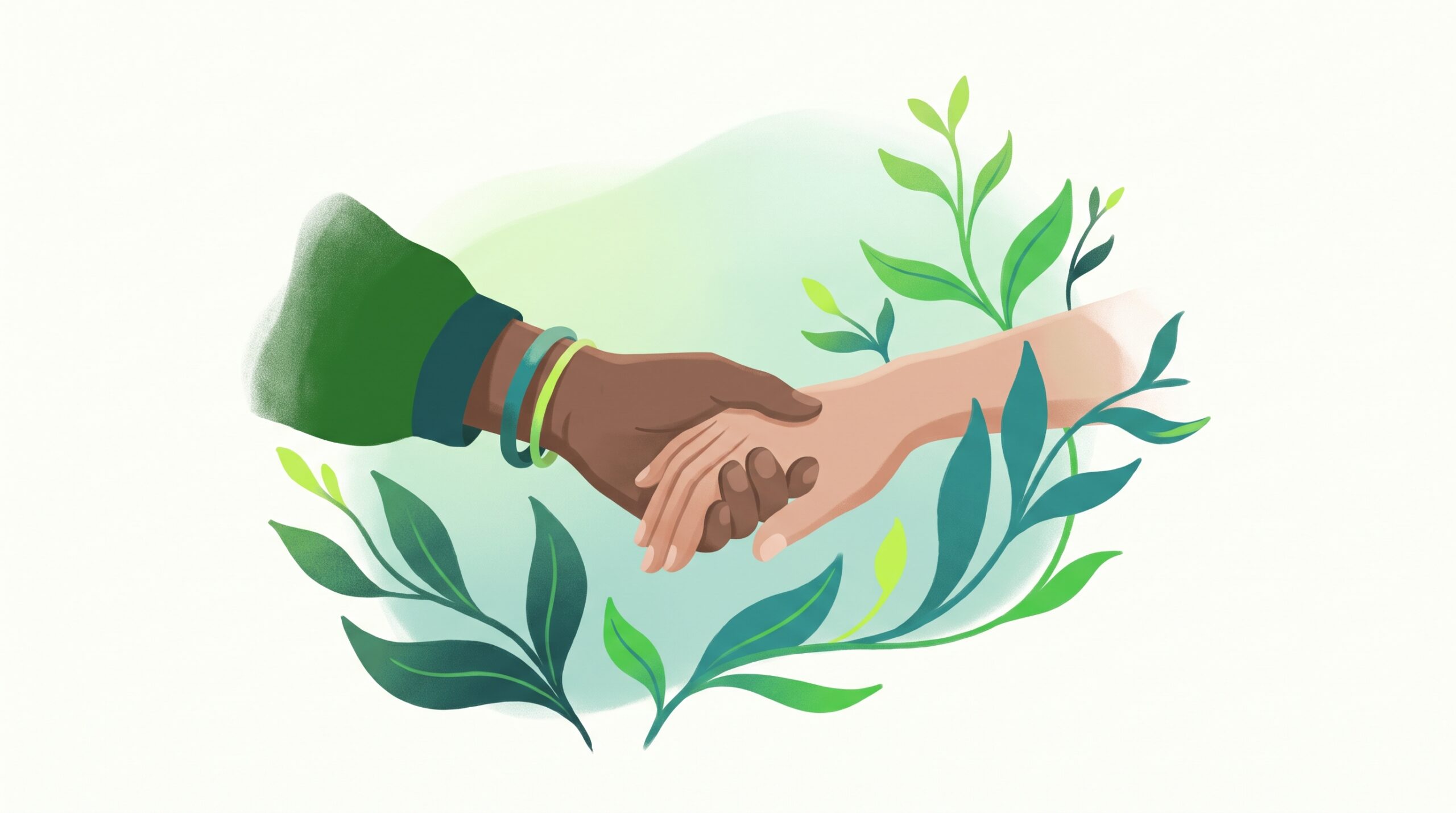 A hand reaching out and being met by another
