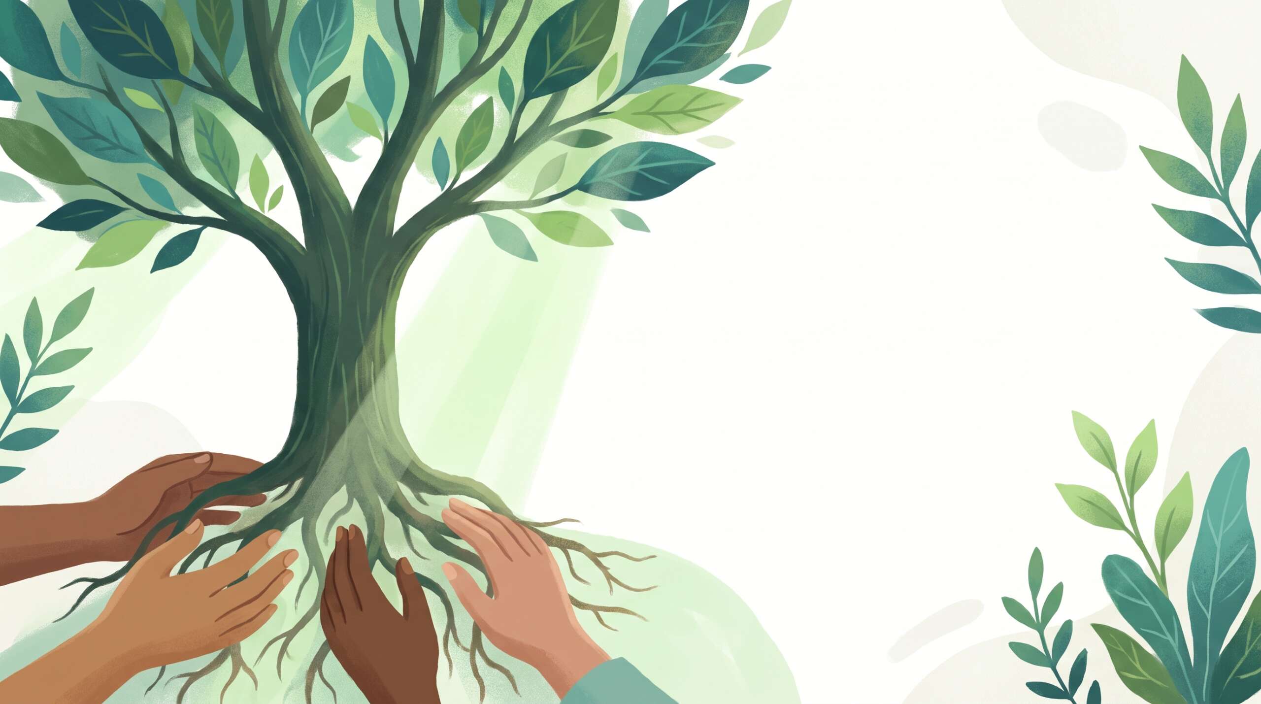 A gardener gently tending the tangled roots of a healthy tree — anxiety has real causes, and real help