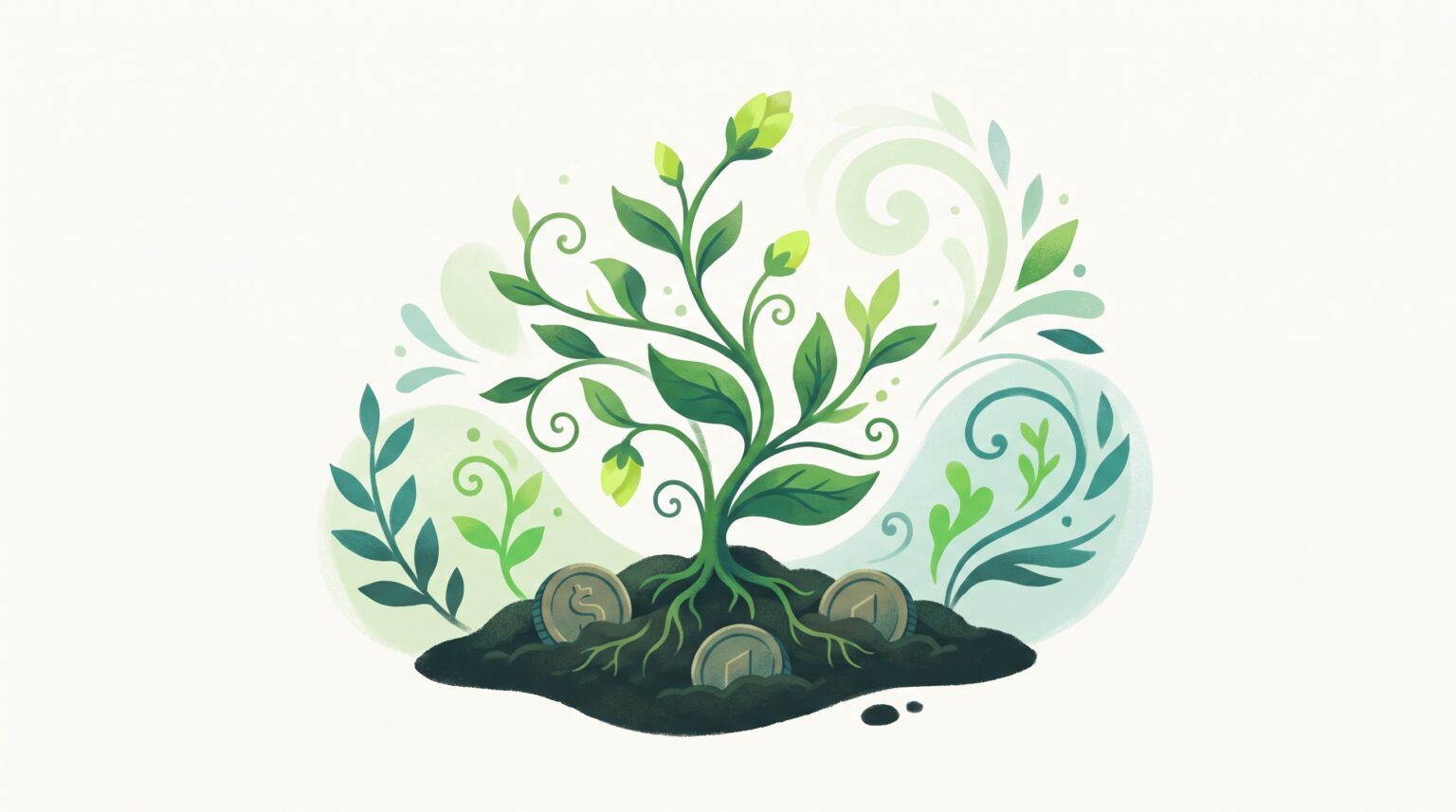 A small seed of money growing into a flourishing plant