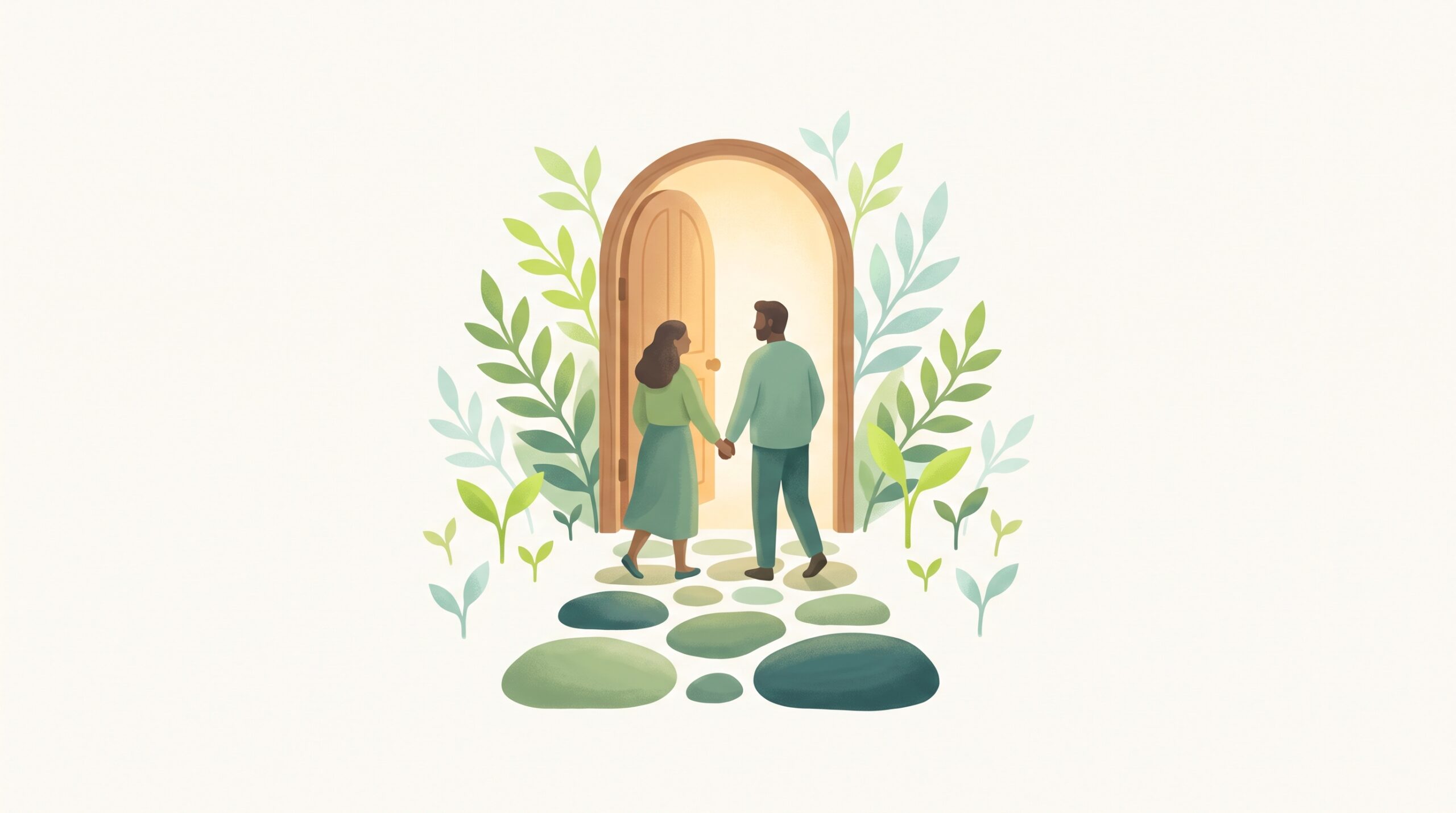 An open door with a clear simple path to it