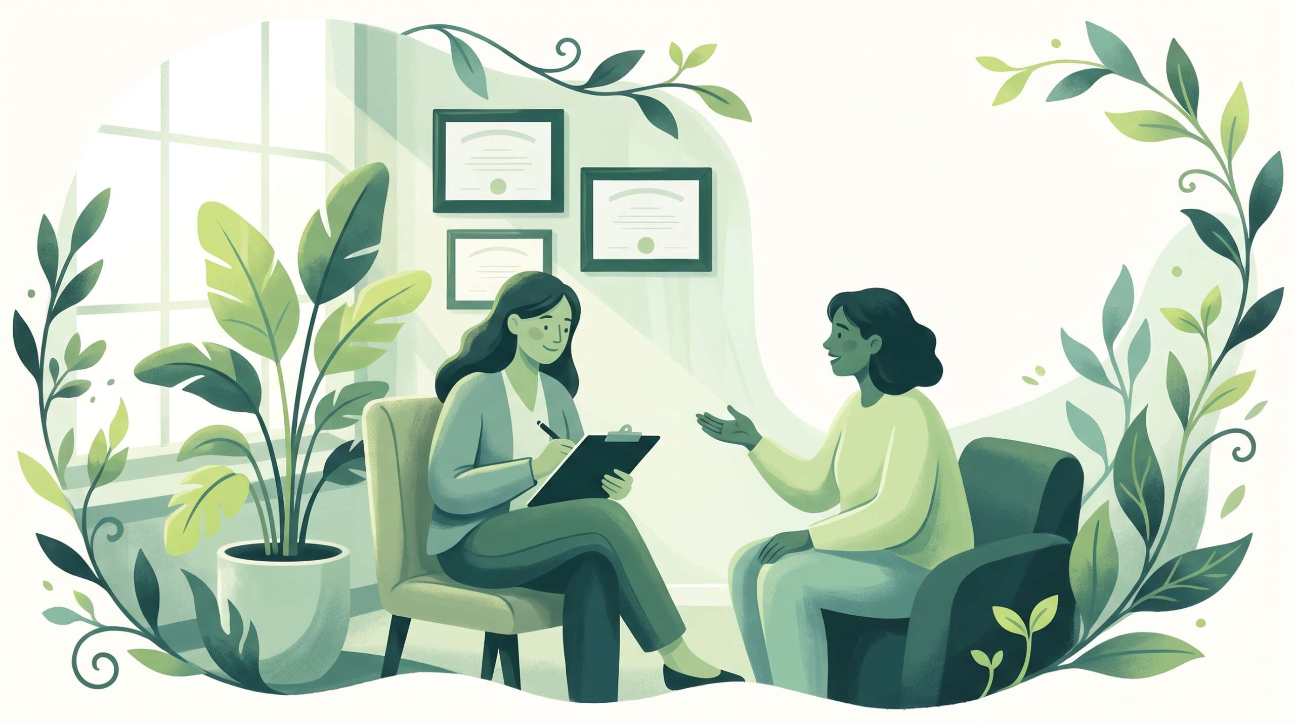 A professional counselor taking notes in a modern office — what clinical counsel is