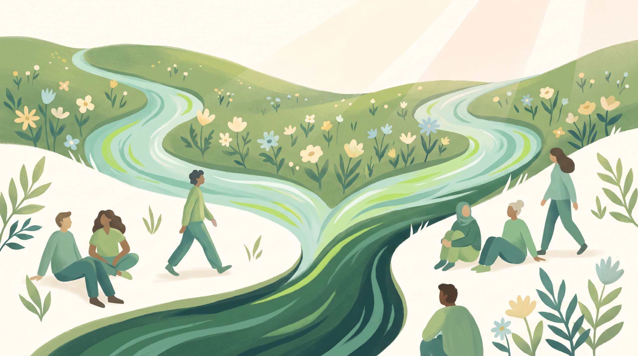 Two streams joining into one clear river — psychology and theology flow together