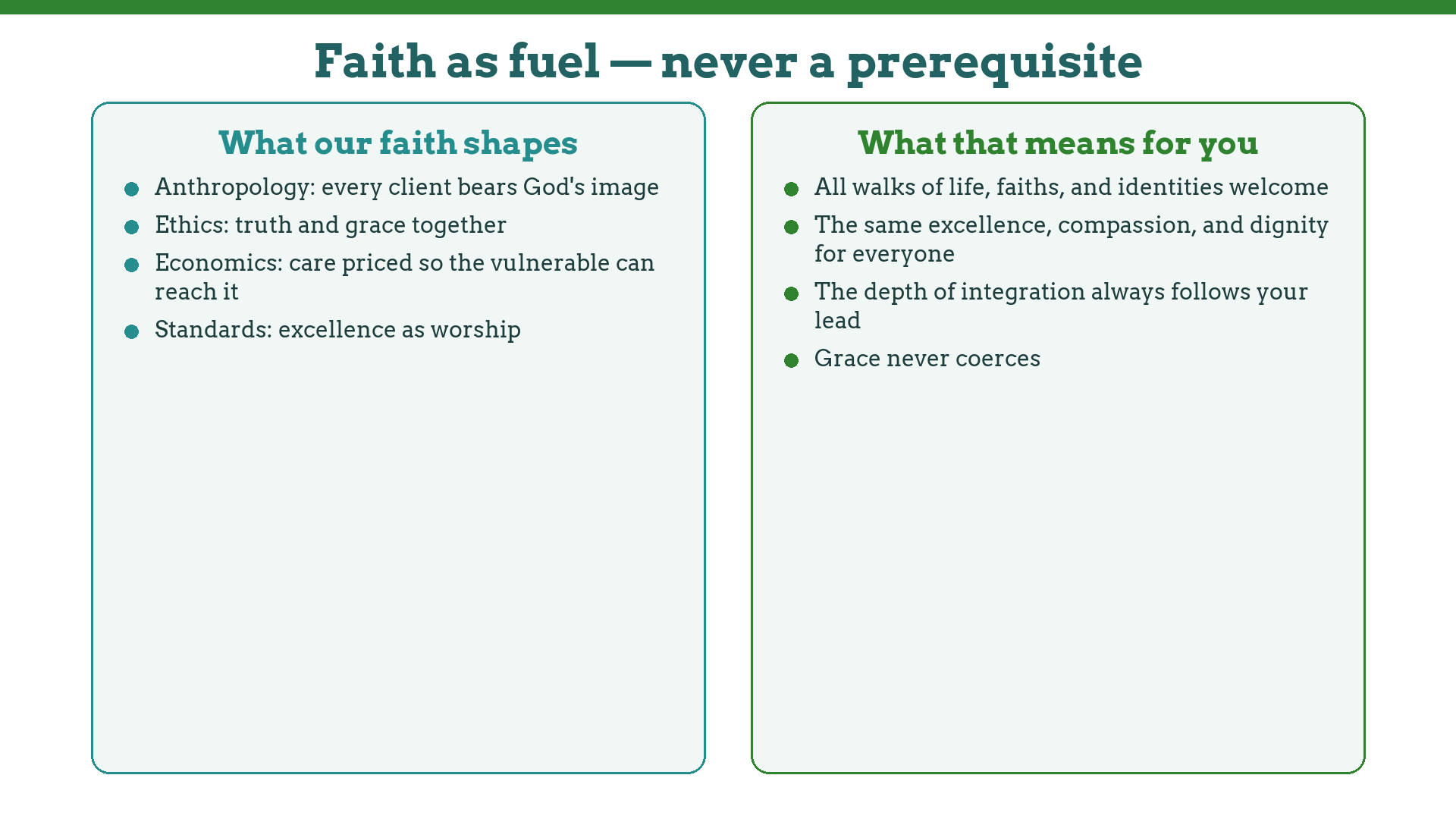 How Restored Life's faith shapes its care — and what that means for clients of every background