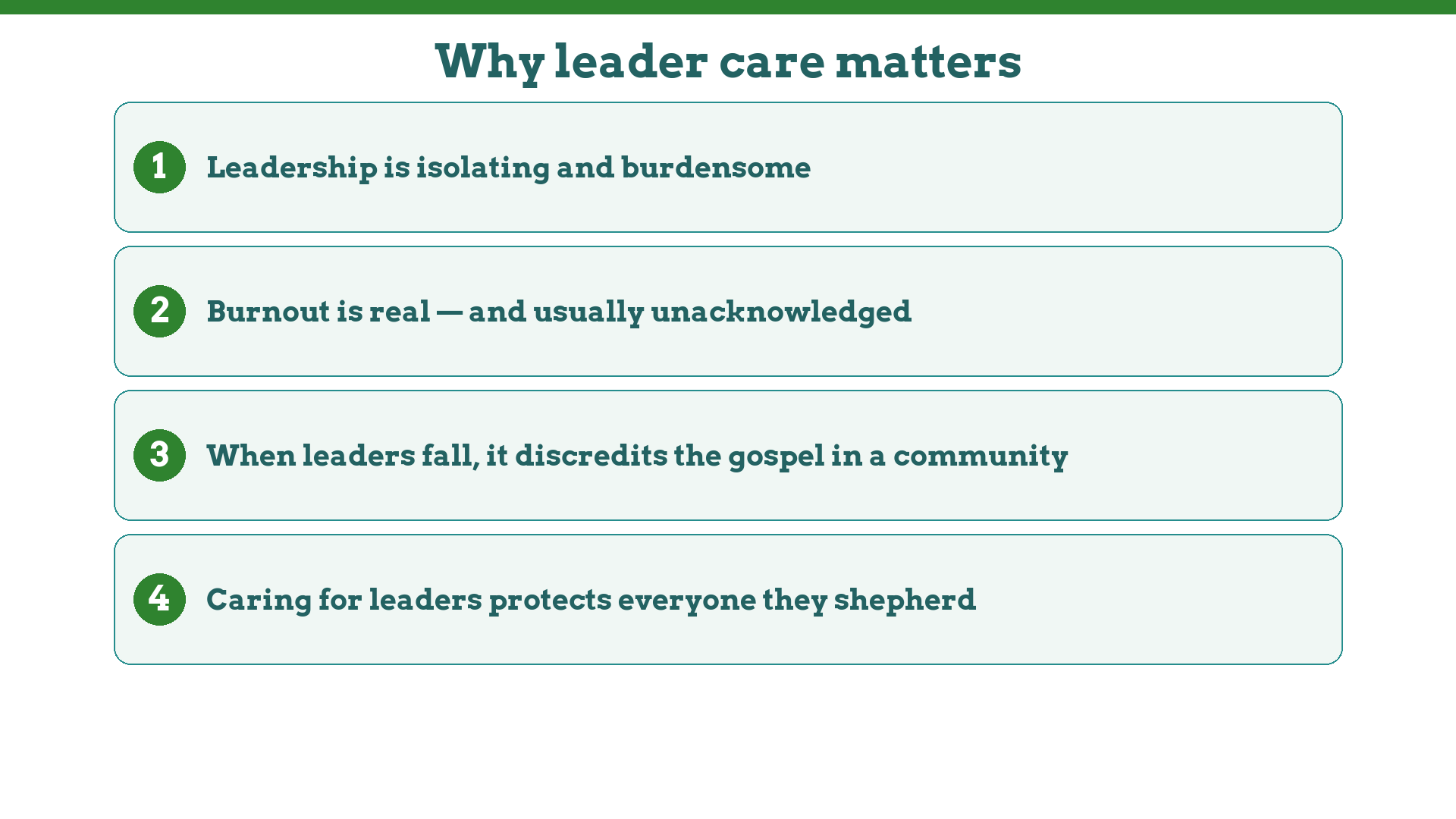 Why pastoral leader care matters: isolation, unacknowledged burnout, and the community cost of leader failures