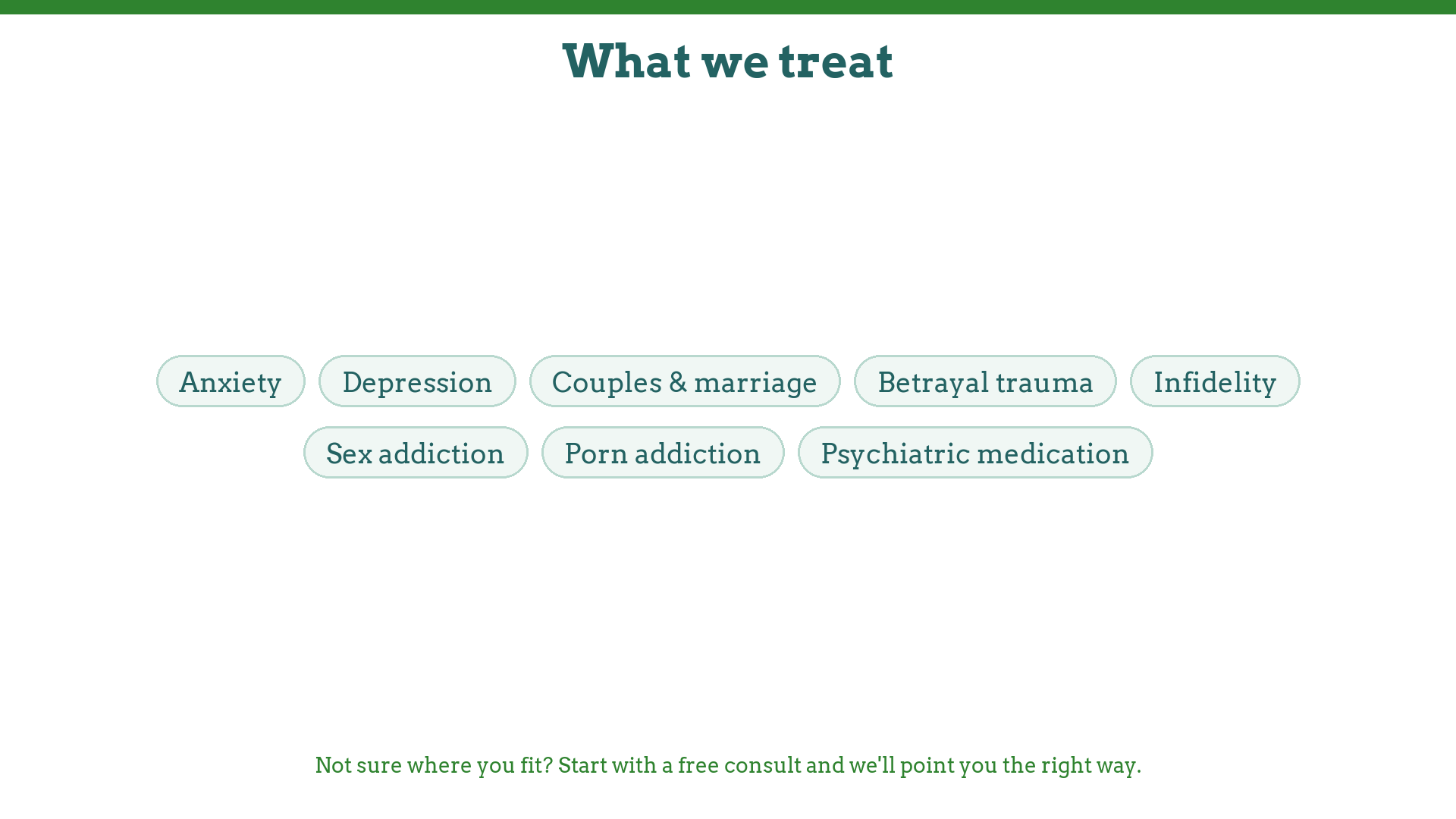 Restored Life specialties: anxiety, depression, couples, betrayal trauma, infidelity, sex addiction, porn addiction, psychiatric medication