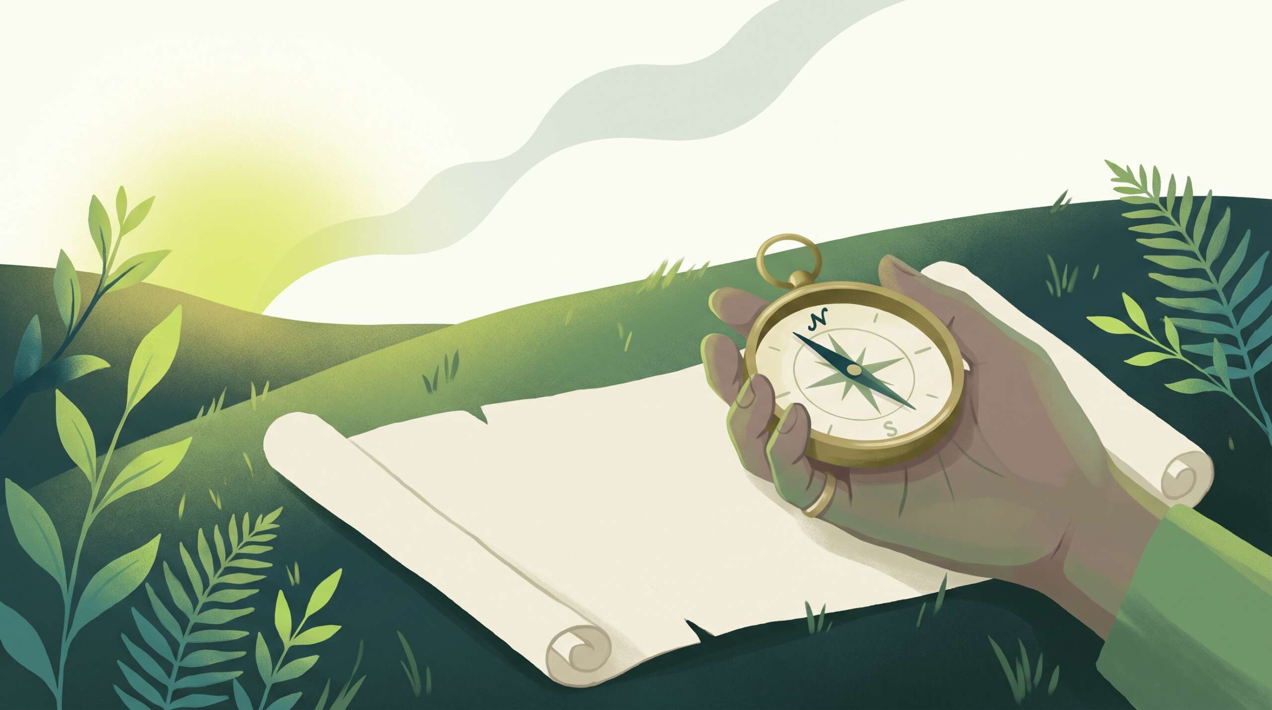 A compass held steady in a hand over a map at dawn — conscience as signal, not enemy