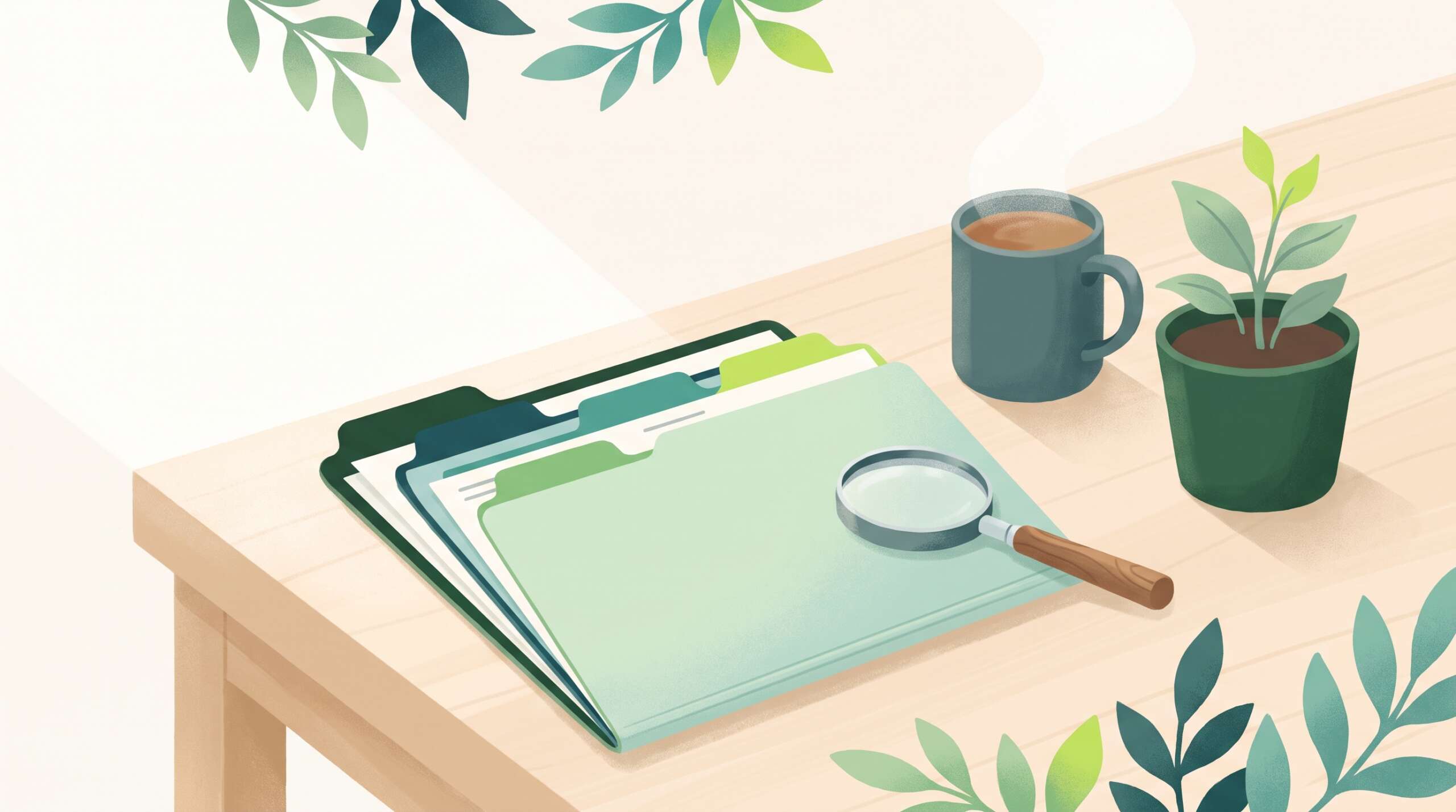 A neatly organized folder of insurance paperwork with tabs beside a coffee — insurance vocabulary made simple