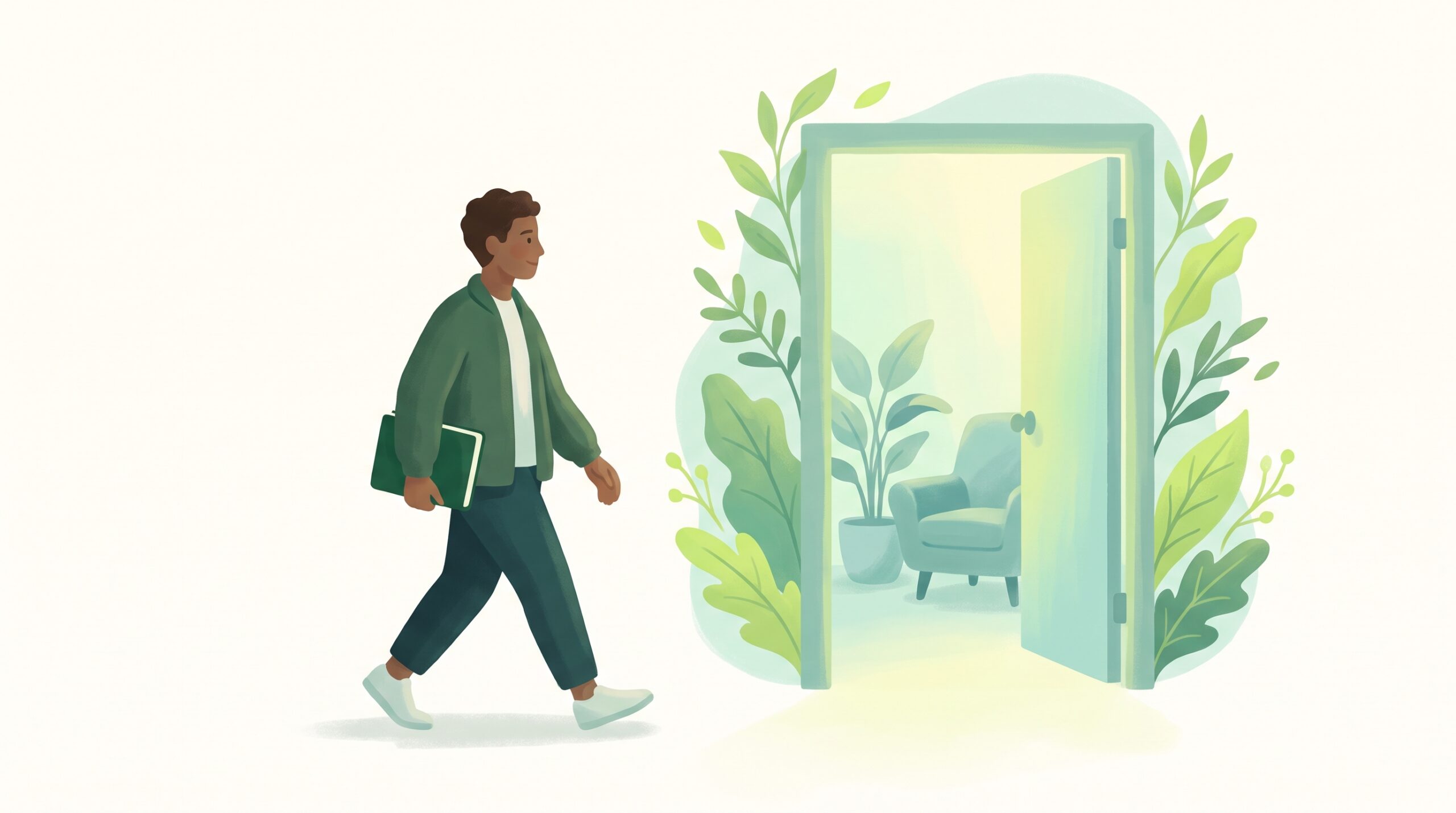 A journal and an open office door