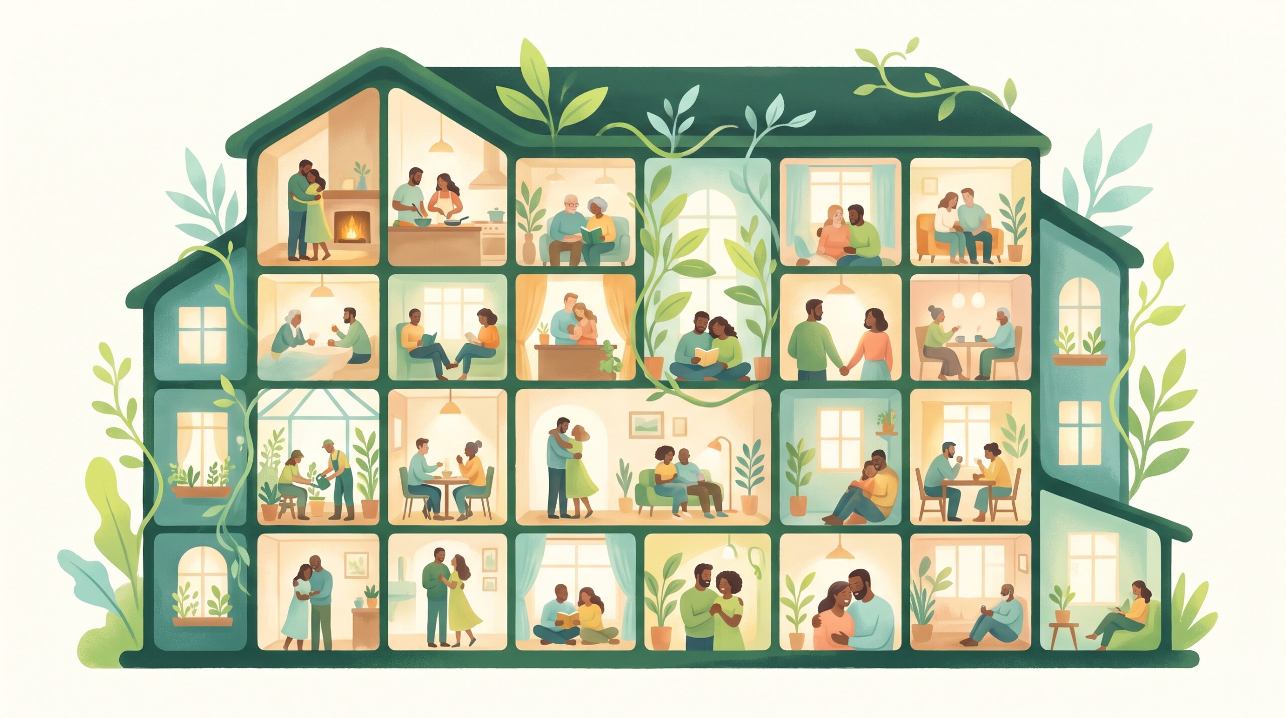 Many small windows of closeness in one warm house
