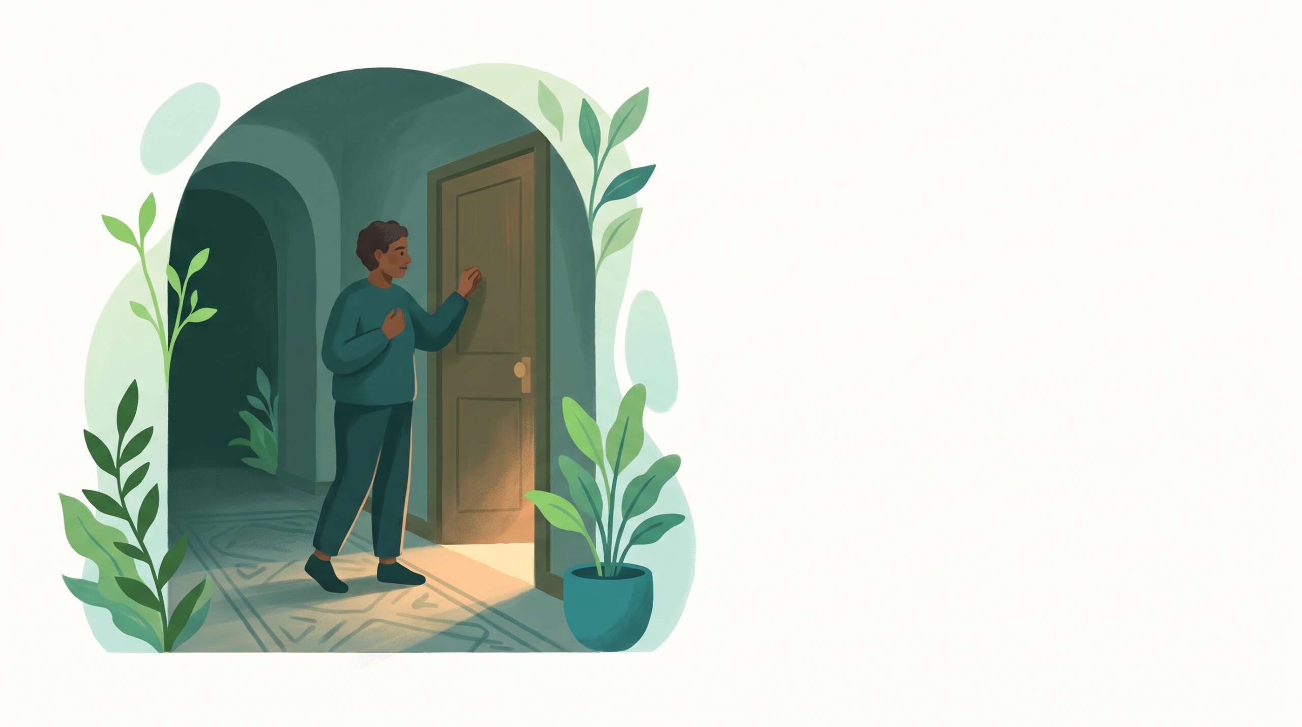 A parent noticing a light on under a child's door late at night — vigilance without panic