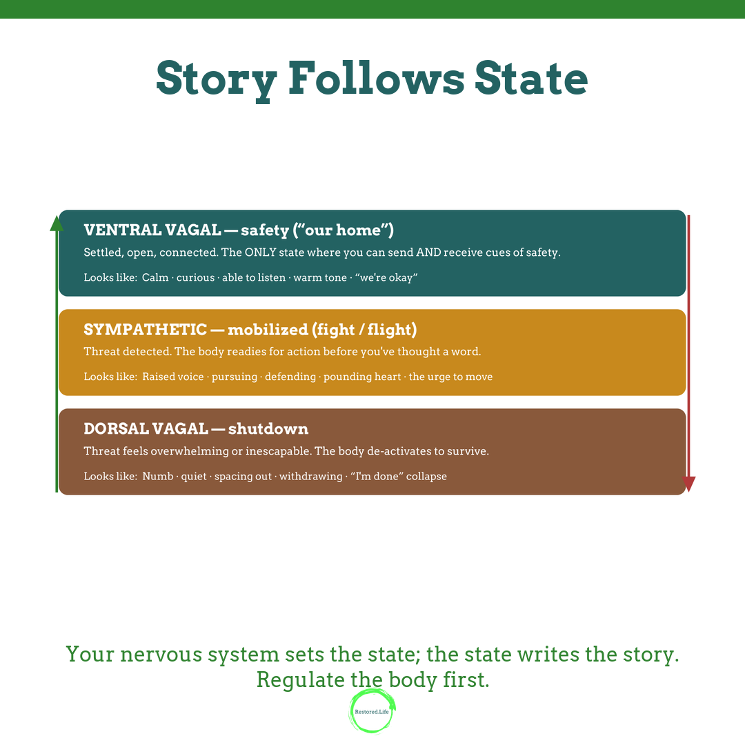 Instagram infographic: Story follows state — regulate the body first