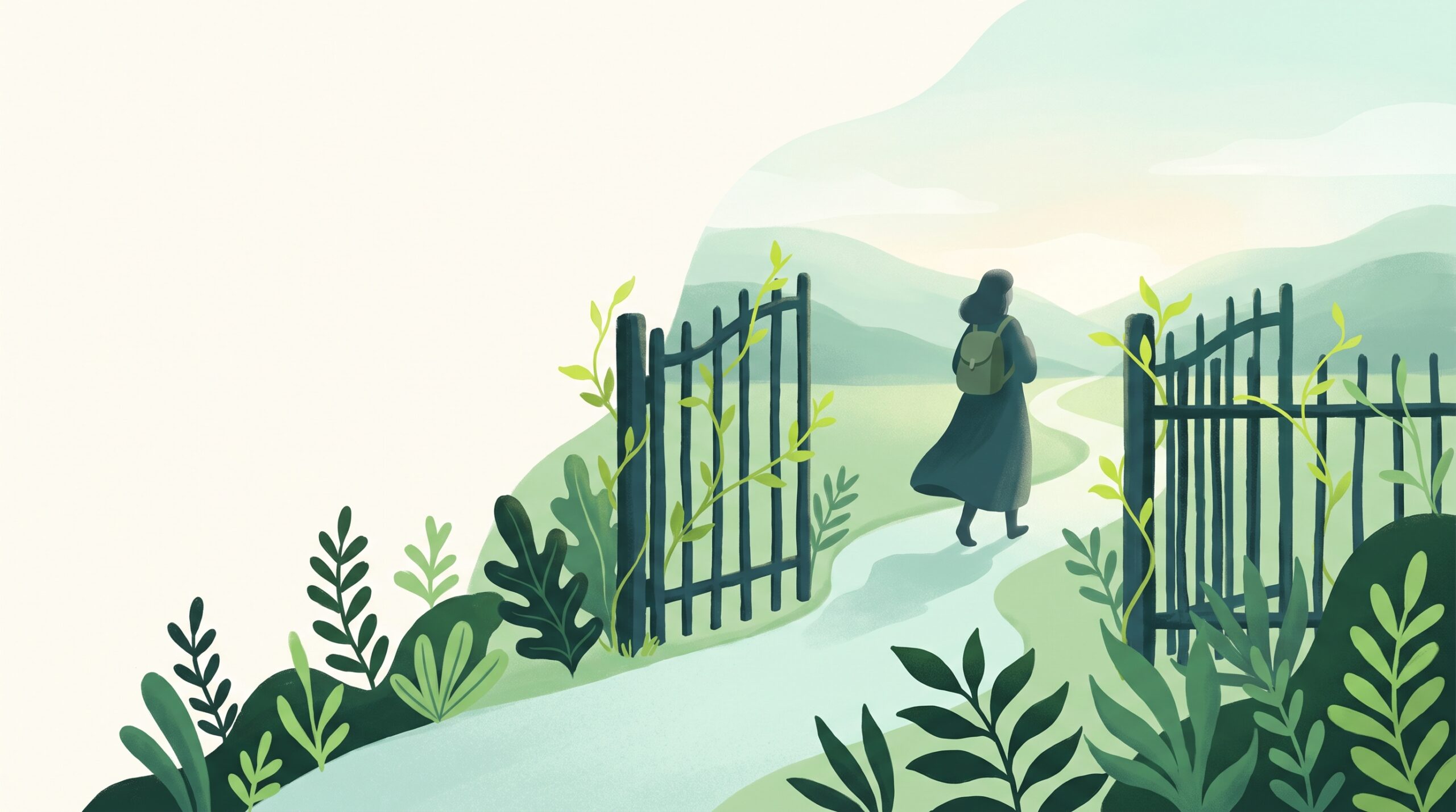 A path continuing beyond an open gate