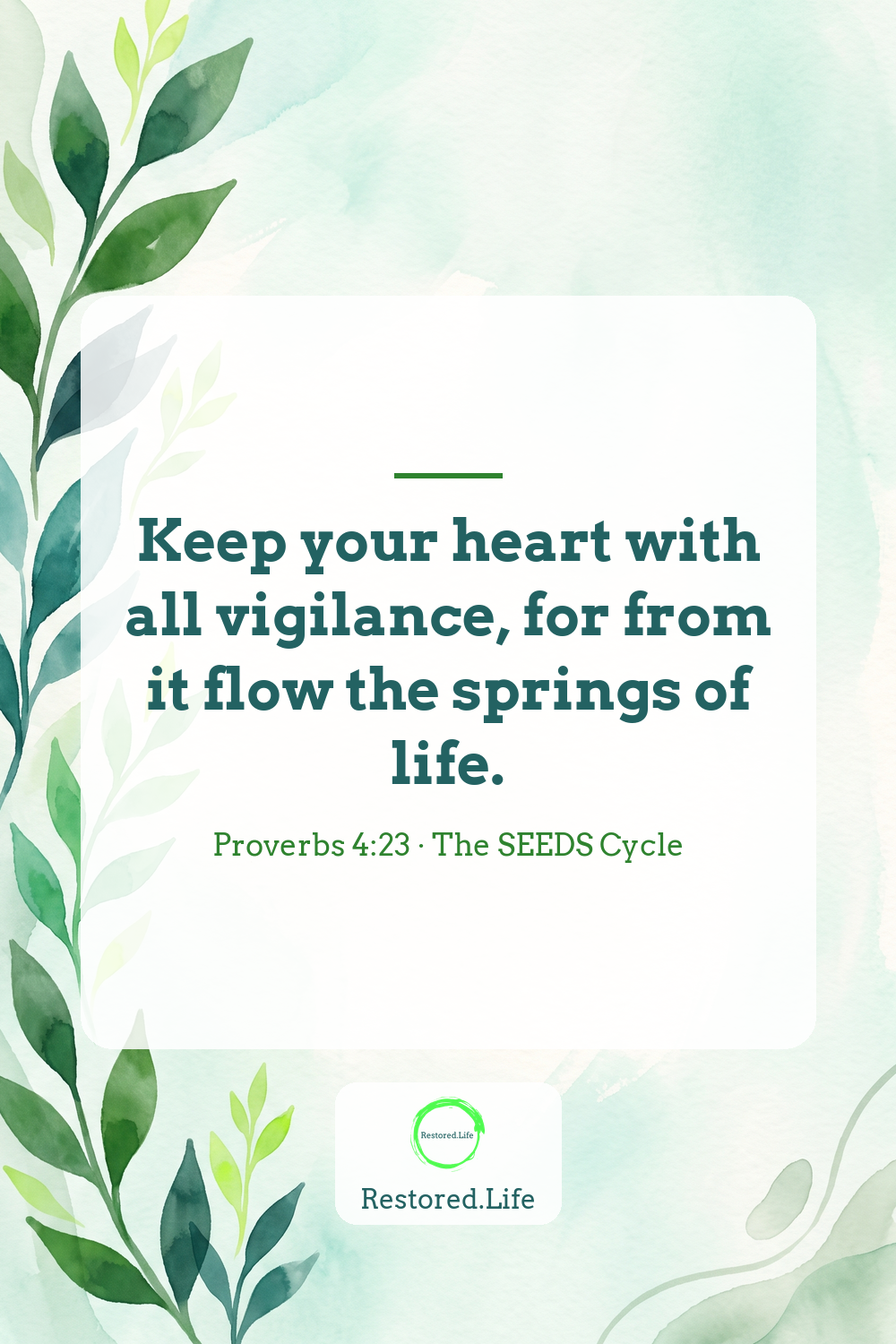 Pinterest quote: Keep your heart with all vigilance — Proverbs 4:23, The SEEDS Cycle