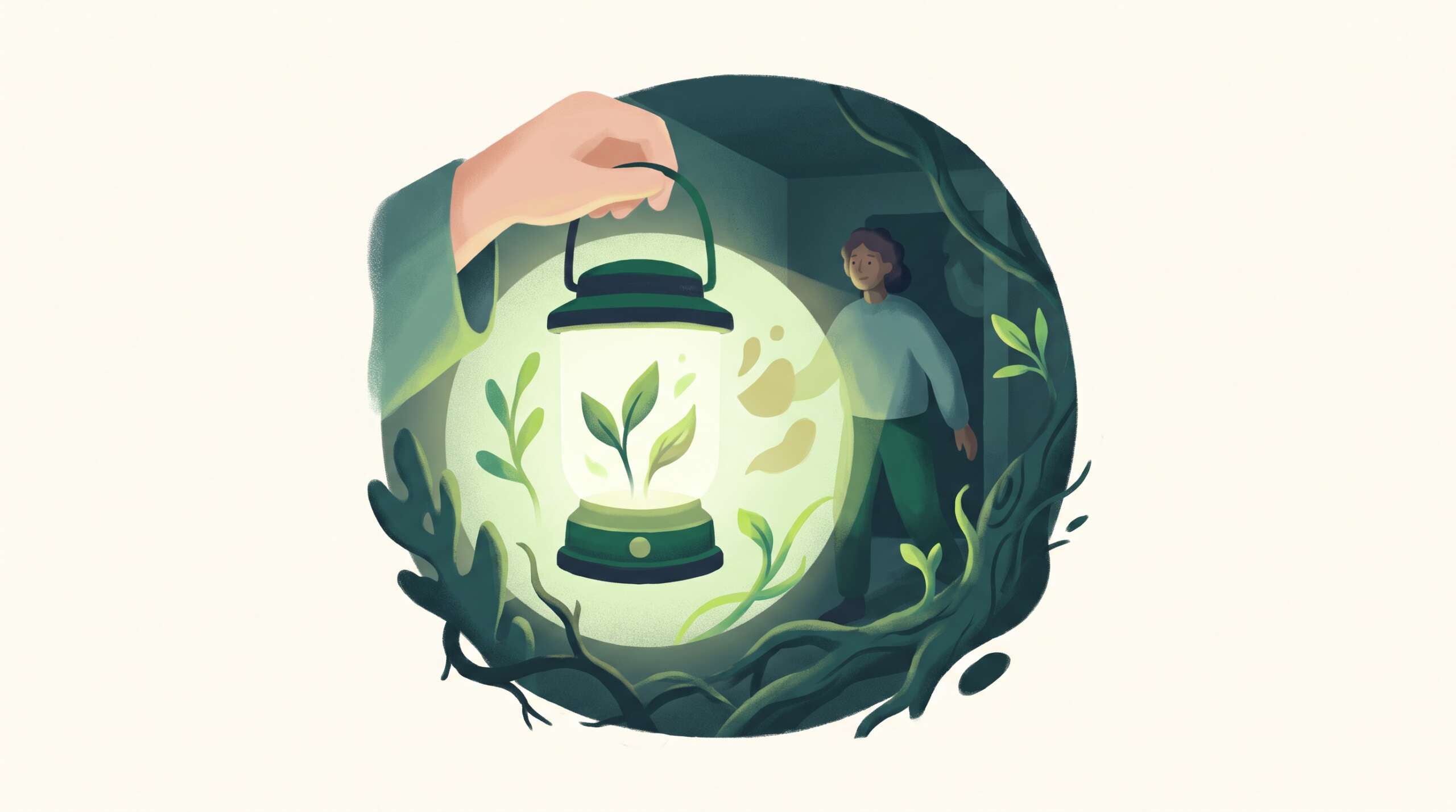 A bright lantern held up in a dim room revealing what was hidden, exposing the works of da
