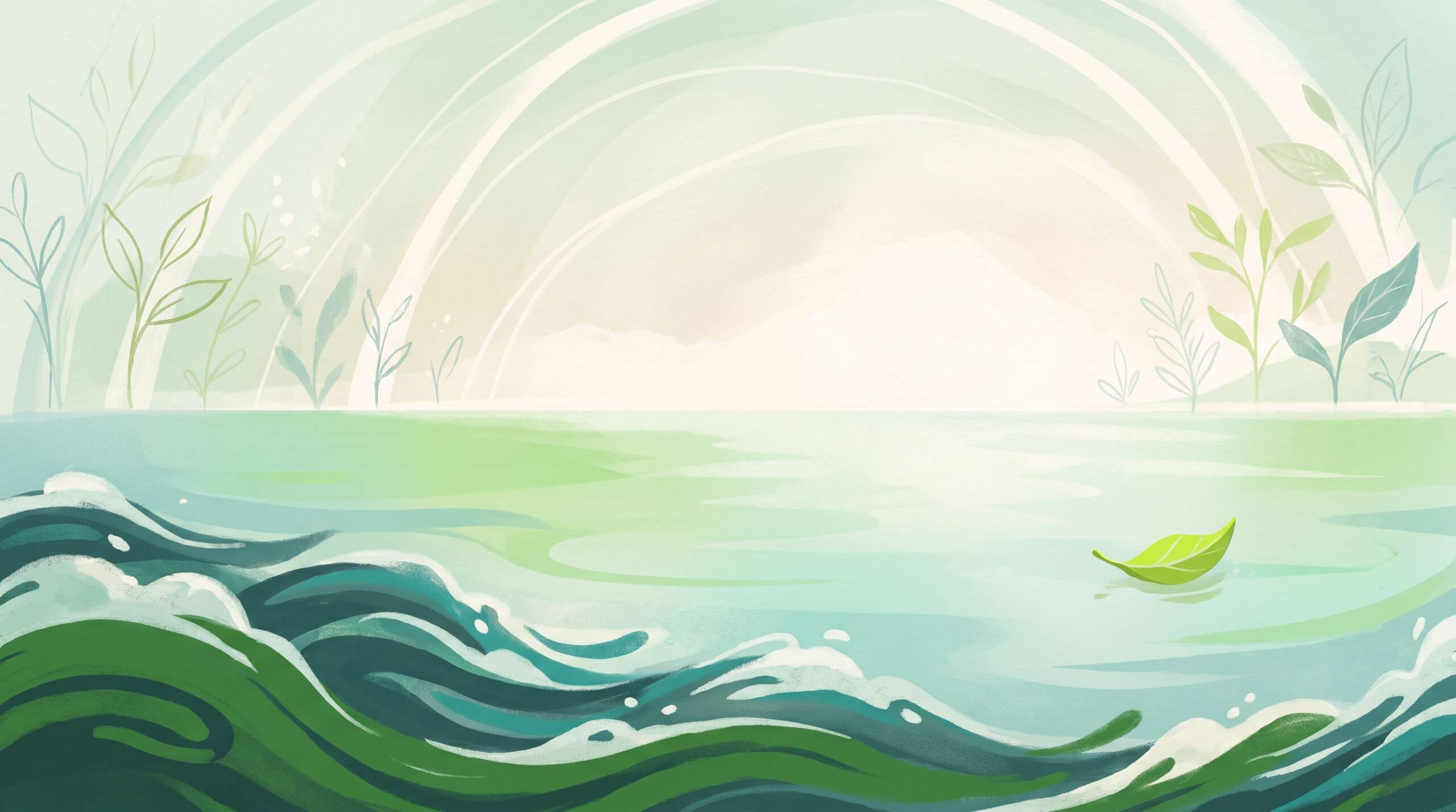 Storm waves settling into calm water at dawn